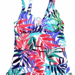 Swim Solutions Tankini Top Palm Springs Triple Tier Size 10 up to D Multicolor